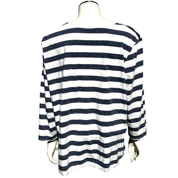 Chicos Zenergy Striped Floral Embroidered Long Sleeve Tunic Top Boho Chic Blouse - Picture 3 of 13